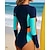 preiswerte One Pieces Rash Guards-Damen Anti UV Shirt Badeanzug Einteilige Farbblockierung Reißverschluss UV Schutz Elastisch Langarm Bademode Surfen Strand Schwimmen Sommer