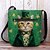 billige tilbehør-Dame crossbody-taske til St. Patricks Day, fløjlspolyester med katte- og trekløverprint, flere designs, perfekt til højtider og hverdagsbrug