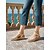 billige Kvinner-Beige bohemske heklede espadriller i kileform til dame – ideelle for sommerferier, strandresorter og uformelle utflukter
