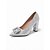 billige Brud-Sølvfarvede brudesko til kvinder - elegante pumps med blokhæl og krystalspændedetaljer, klassiske brudesko designet til brude