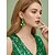 baratos Dia de São Patricio-Brincos femininos de liga metálica com design de trevo de cristal verde, perfeitos para o Dia de São Patrício e festas do dia a dia, elegantes e festivos.