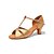 economico Scarpe per balli latini-scarpe da ballo latino da donna dorate con cinturino a T, sandali da ballo per salsa con tacco basso per ballerini professionisti e spettacoli di prova