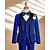 economico Abiti e Outfit per Portatori di Fedi-abito da portatore di fedi, abito da bambino, blazer &amp;gilet &amp; pantaloni  &amp; camicia  &amp;cravatta ragazzo abito formale casual esterno festa moda cool basic tinta unita paillettes tasca bottoni blu