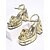 abordables Sandales à Plateforme-Sandales compensées à talons compensés pour femmes, ornées de strass &amp;Chaussures glamour métallisées à boucle perle pour femmes, parfaites pour les soirées et les fêtes de carnaval.