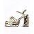 abordables Sandales à Plateforme-Sandales compensées à talons compensés pour femmes, ornées de strass &amp;Chaussures glamour métallisées à boucle perle pour femmes, parfaites pour les soirées et les fêtes de carnaval.