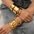 baratos Acessórios de Dança-Pulseiras Ajustáveis em Tom Dourado Boho - Punhos Forjados Braceletes Geométricos Abertos e Cuff de Braço Ondulado para Mulheres