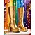economico Scarpe da donna-Stivali alti in oro metallico retro degli anni '80 per donne con tacco a blocco - Perfetti per le sfilate di Carnevale e le celebrazioni festive