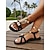 baratos Mulheres-Sandálias rasteiras femininas estilo boho chic com detalhes em contas metálicas – calçado confortável para ocasiões casuais, casamentos na praia, eventos de verão e férias.