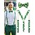 billige St. Patricks Day-Grønne shamrock-seleholdere og sløyfesett for menn, polyestermateriale, perfekt for St. Patricks dag, karneval og hverdagsbruk