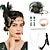 baratos Acessórios e mais-Anos 20 Faixa De Cabelo Estilo Melindrosa O Grande Gatsby Sem Colarinho Fantasia Mulheres Carnaval Baile de Máscaras Festa Mascarilha Adulto 1 Par de Brincos 1 Bracelete Luvas