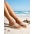 abordables Mujeres-Chanclas de mujer con brillantes diamantes de imitación: elegantes sandalias beige con tiras y ribete de cristal, cómodas sandalias de plataforma para la playa, ideales para vacaciones de verano o