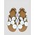 billige Brud-Kvinders elfenbensfarvede blomsterprintede flade sandaler, romantiske boho brudesko til strandbryllupsbrude