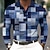 voordelige Color Block Polo voor heren-Voor heren Kleurenblok Meetkundig Wafel Poloshirts Lange mouw Poloshirt Overhemden met kraag Zakelijk informeel liiketoiminta Draag naar het werk Alledaagse kleding Knop Lente Herfst blauw Zwart