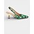 billige Slingback pumps-Grønne slingback pumps med blomsterbroderi til kvinder – elegante vintage-sko med kitten heel fra 1950'erne til daglig brug og retroinspireret stil