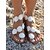 billige Brud-Kvinders elfenbensfarvede blomsterprintede flade sandaler, romantiske boho brudesko til strandbryllupsbrude