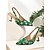 billige Slingback pumps-Grønne slingback pumps med blomsterbroderi til kvinder – elegante vintage-sko med kitten heel fra 1950'erne til daglig brug og retroinspireret stil