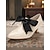 abordables Retro de los años 50-Zapatos de tacón bajo de piel sintética de charol beige estilo vintage de los años 50 para mujer con lazo negro, calzado retro elegante de estilo eduardiano para fiestas y uso diario.