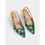 billige Slingback pumps-Grønne slingback pumps med blomsterbroderi til kvinder – elegante vintage-sko med kitten heel fra 1950'erne til daglig brug og retroinspireret stil