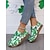 billige Damesko-Dame Afslappet Daglig St. Patrick's dag Perlearbejde Flade hæle Rund Tå Klassisk Afslappet Komfort Klæde Slippers Grøn