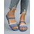 abordables Mujeres-Sandalias planas multitira de mezclilla azul para mujer: estilo informal de isla tropical, cómodas sandalias con punta abierta para paseos por la playa y vacaciones de verano en resorts.