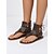 economico Donne-sandali gladiatore neri boho da donna - sandali piatti con lacci e infradito, scarpe estive bohémien audaci per festival musicali, concerti e outfit rave all'aperto