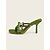 voordelige Bruiloftsgast-Groene damessandalen met bloemenprint en hak, elegante open teenschoenen voor bruiloftsgasten bij buitenceremonies.