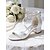cheap Bride-Women's Ivory Ankle-Strap Block Heel Sandals with Crystal Tassels, Elegant Bridal Shoes for City Wedding Bride