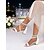 cheap Bride-Women's Ivory Ankle-Strap Block Heel Sandals with Crystal Tassels, Elegant Bridal Shoes for City Wedding Bride