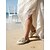 billige Brud-Damesko med elfenbensfarget perleutsmykket flate brudesko, elegante slip-on-sko til brudestrandbryllup