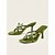 voordelige Bruiloftsgast-Groene damessandalen met bloemenprint en hak, elegante open teenschoenen voor bruiloftsgasten bij buitenceremonies.