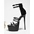 billige Platformsandaler-Sorte plateauhæle til kvinder, poledancesko med klare stropper og stiletto-rem til nattelivet &amp;klubfester
