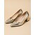 baratos Mãe da Noiva/Namorado-Sapatos de salto bloco dourados femininos, elegantes e com acabamento texturizado, ideais para a mãe da noiva em casamentos na igreja.