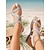economico Donne-sandali con zeppa metallizzati argento da donna - comode espadrillas con plateau e cinturini per le vacanze estive in spiaggia &amp;abbigliamento da resort all'aperto