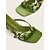 voordelige Bruiloftsgast-Groene damessandalen met bloemenprint en hak, elegante open teenschoenen voor bruiloftsgasten bij buitenceremonies.