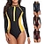 halpa One Pieces Rash Guards-Naisten Rashguard-uimapuku Tilkkutäkki Etuvetoketju UV-aurinkosuojaus UPF50+ Nopea kuivuminen Pitkähihainen Kokopuku Uimapuku Lainelautailu Hiekkaranta Vesiurheilu Kesä