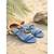 abordables Mujeres-Sandalias planas multitira de mezclilla azul para mujer: estilo informal de isla tropical, cómodas sandalias con punta abierta para paseos por la playa y vacaciones de verano en resorts.