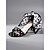 baratos Retrô dos anos 1950-Sandálias femininas de salto bloco com estampa de bolinhas brancas e pretas – elegantes sapatos de festa com laço de fita no tornozelo, estilo anos 50, ideais para convidadas de casamento, festas e