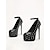 abordables Zapatos Peep Toe-Tacones de aguja con plataforma y tachuelas negras para mujer: zapatos atrevidos para pole dance y fiestas nocturnas.