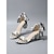 baratos Retrô dos anos 1950-Sandálias femininas de salto bloco com estampa de bolinhas brancas e pretas – elegantes sapatos de festa com laço de fita no tornozelo, estilo anos 50, ideais para convidadas de casamento, festas e