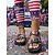billige Damesko-USA 250-års jubilæum Kvinders Farverige Sommerfuglesandaler med Justerbar Spænde – Livlige Sommer Slip-On Sandaler til Strand Ferie  Casual Wear
