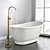 cheap Bathtub Faucets-Antique Brass Bathtub Faucet Freestanding, 360 Swivel Spout Floor Mount Bath Tub Shower Filler Mixer Taps, Vintage Free Standing Clawfoot Tub with Hot and Cold Water Hose