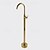 cheap Bathtub Faucets-Antique Brass Bathtub Faucet Freestanding, 360 Swivel Spout Floor Mount Bath Tub Shower Filler Mixer Taps, Vintage Free Standing Clawfoot Tub with Hot and Cold Water Hose