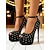 abordables Zapatos Peep Toe-Tacones de aguja con plataforma y tachuelas negras para mujer: zapatos atrevidos para pole dance y fiestas nocturnas.