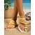 baratos Mulheres-Sandálias femininas amarelas trançadas com tira entre os dedos – chinelos rasteiros elegantes com tira larga listrada, perfeitos para férias na praia, viagens de verão e resorts.