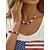 abordables Accesorios-Conjunto de collar y pulsera patrióticos de acrílico para mujer, joyería de cuentas rojas, blancas y azules de varios estilos para la celebración del 250 aniversario de Estados Unidos, el Día de la Independencia y para uso diario informal.