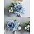 cheap Wedding Accessories-Men's Wedding Boutonniere and Wrist Corsage Set in Dusty Blue Light Blue Faux Floral Polyester Fabric for Grooms, Prom, Party &amp; Evening Formal Occasions