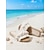 voordelige Slide Sandalen-Dames Strand Vakantie Kwasten Platte hak Ronde Teen Bohemen Vakantie Doek Leegloper Zwart Geel Groen