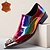 cheap Premium Leather Loafers-Men's Rainbow Metallic Leather Shoes with Snake Pattern and Pointed Toe – High-End Footwear for Fashion Shows and Exclusive Parties