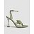 abordables Invité au mariage-Sandales à talons hauts vertes à brides fleuries pour femmes, élégantes chaussures habillées à talon transparent pour invitée à un mariage, mariage en ville &amp;événements formels
