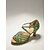 abordables Chaussures de danses latines-Chaussures de danse latine vertes à strass pour femmes, sandales de salon à talons hauts et brides pour salsa, cha-cha et tango &amp; performance